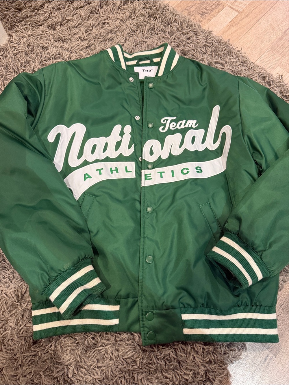 TNA Green and White 'Team National Athletics' Varsity Jacket